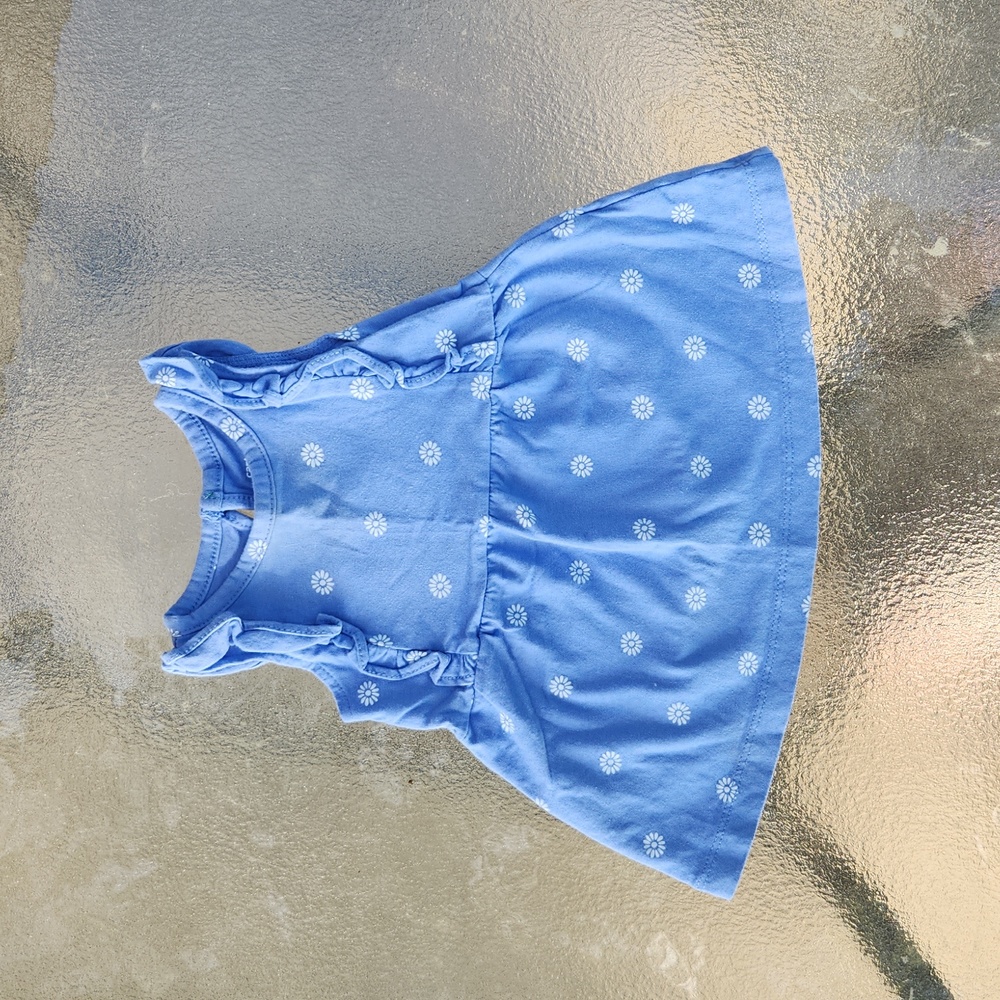 Carter's Blue and White Sunflower Ruffle Girl Tank 3 Months